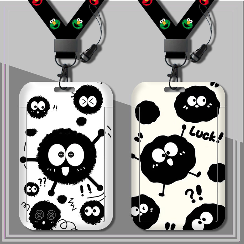 ins卡通煤球卡套学生校园饭卡公交卡羊城通工厂牌校牌套长短挂绳