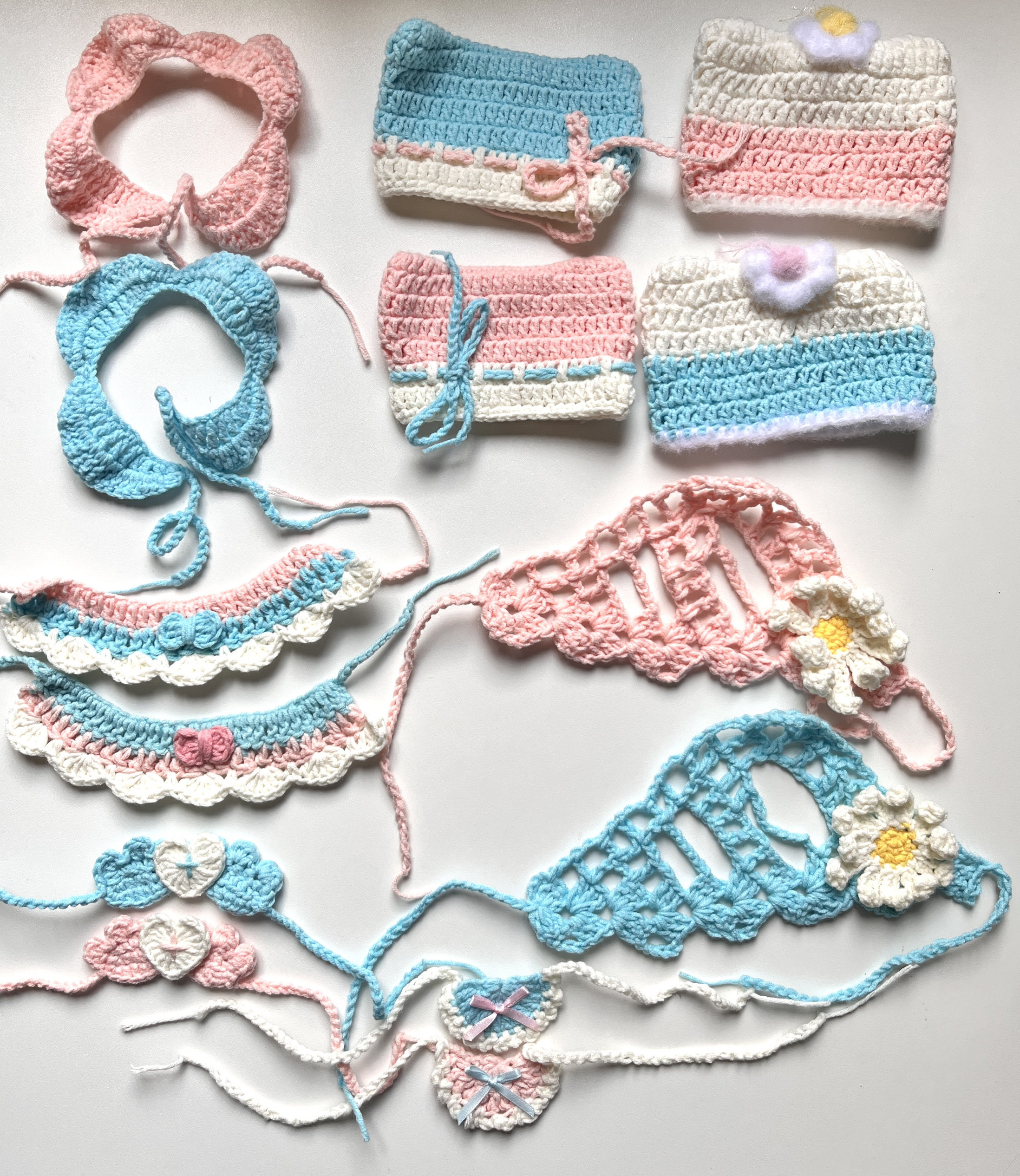 蓝粉情侣装娃衣 5cm&10cm&13cm娃衣通用蓝粉黑白甜酷系列娃衣钩织