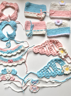 蓝粉情侣装娃衣 5cm&10cm&13cm娃衣通用蓝粉黑白甜酷系列娃衣钩织