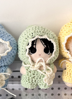 手工钩织10厘米娃帽娃衣背带裤斜挎包配饰换装10cm通用娃衣无属性