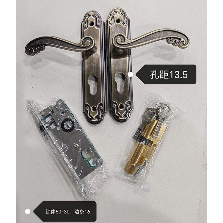 老式5030铝合金门锁135孔距执手 窄体门锁铝塑钢门锁锁体平开门锁