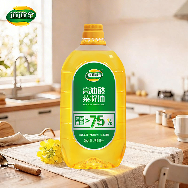 道道全高油酸菜籽油900mL 油酸高于75%非转基因物理压榨口味清香
