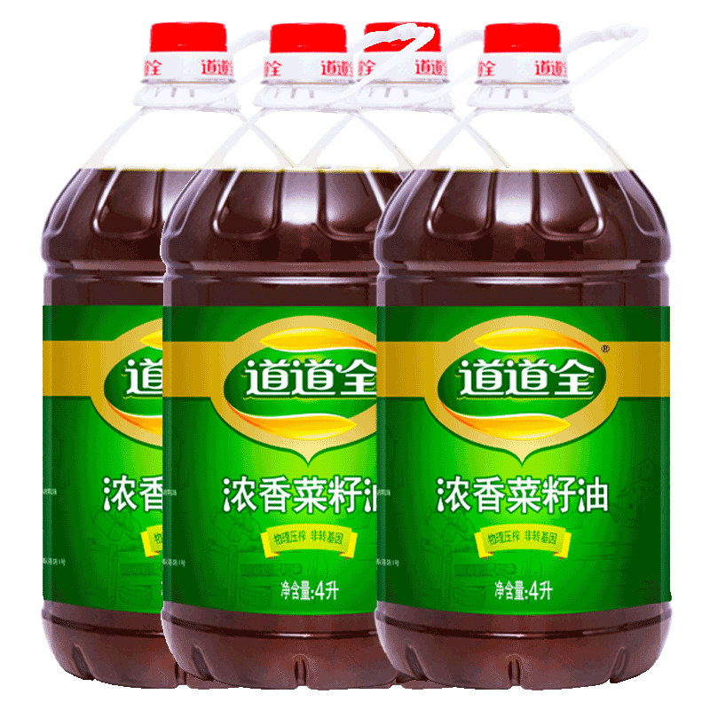 道道全浓香菜籽油4L*4瓶 组合装 非转基因物理压榨菜籽油