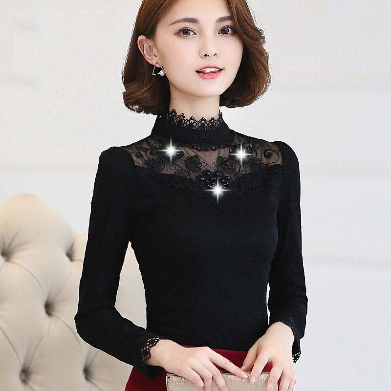 蕾丝加绒加厚打底衫女内衣秋冬时尚t恤高档洋气内搭小衫保暖上衣