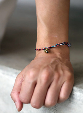 日本AMP JAPAN复古蜡线编织强韧防水黄铜扣环长度可调手环脚环