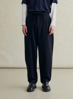 法国De Bonne Facture法式复古抽绳羊毛气球裤休闲长裤海军蓝