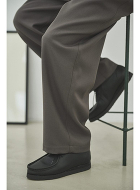 日本Still By Hand柔软牛皮简约小鞋跟绉纱鞋底蒂罗尔鞋黑色