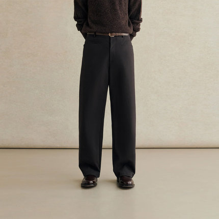 法国De Bonne Facture法式复古1920年代工装宽版休闲长裤巧克力