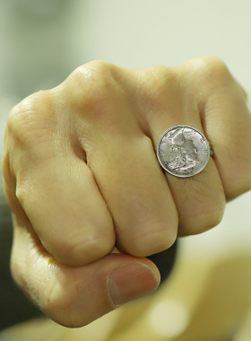 纯手工原创设计1美分银币戒指