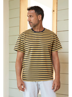 德国About Companions ALOIS重磅有机棉柔软直筒版型圆领条纹T恤