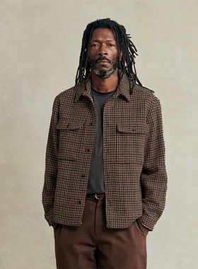 法国De Bonne Facture复古千鸟格羊毛衬衫外套