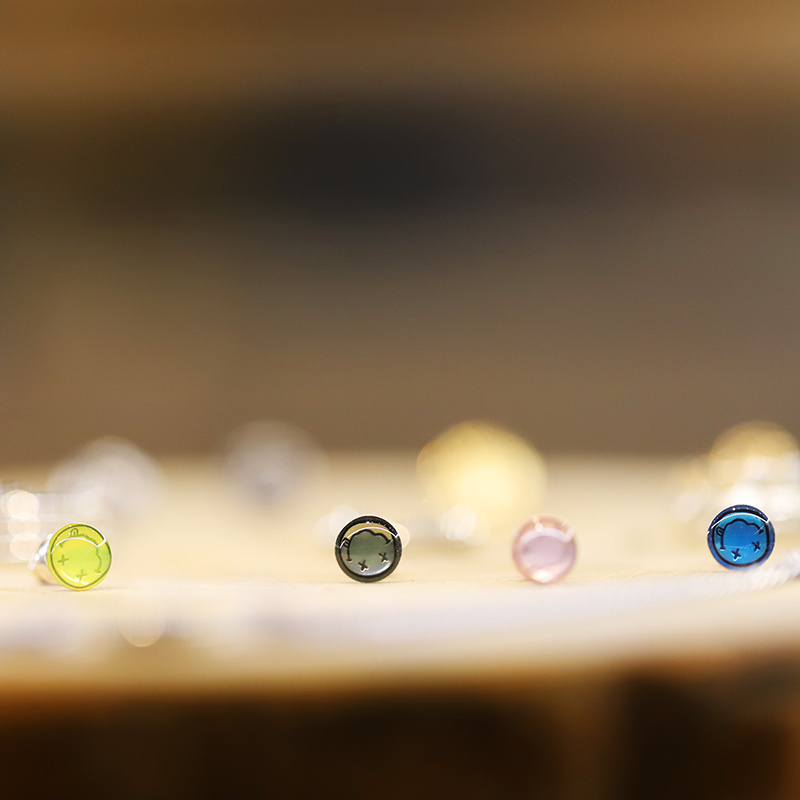 日本amp有趣笑脸耳钉耳环