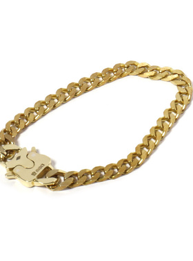 日本AMP JAPAN个性黄铜眼镜蛇扣带扁锁链金色手链NHAJ-430