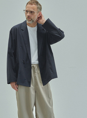 日本Still By Hand斜纹布轻盈透气半双排扣口袋休闲西服有裤成套