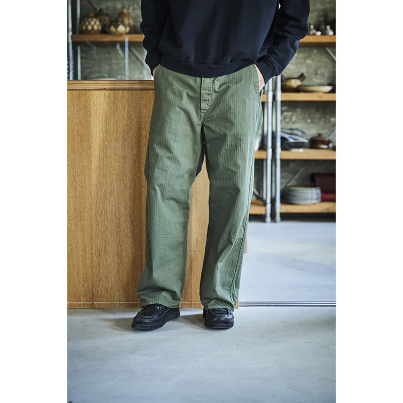 宽松剪裁复古法国工作裤长裤