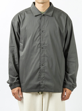 日本Jackman超细棉尼龙面料轻薄微弹性吸湿性教练夹克铁灰色