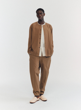 法国Casey Casey轻量棉质无领衬衫外罩