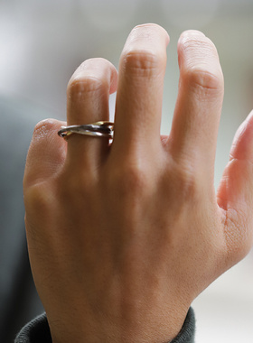 黄铜锤打精工三环戒指