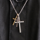 日本AMP JAPAN三款 十字925银作旧复古10K金造型特殊银饰项链