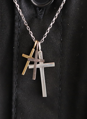 十字925银复古10K金造型项链