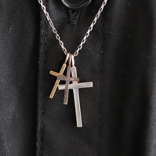 日本AMP JAPAN三款十字925银作旧复古10K金造型特殊银饰项链
