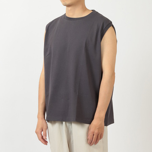 日本Batoner苏皮马棉空气纺纱弹力无缝筒身针织圆领无袖背心T恤