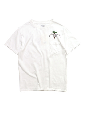 日本Riding High P&E COMBI线绣Aloha口袋短T白色日本制