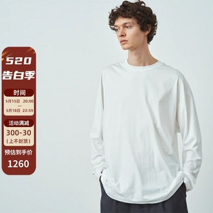 日本ATON空气纺织小高领复古干爽触感厚磅宽松版 圆领长袖 T恤