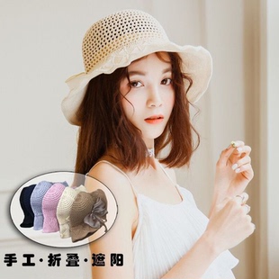 渔夫帽女夏韩版百搭遮阳帽学生防紫外线遮脸帽子太阳帽夏季帽MJ