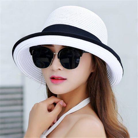 LOSIRE女士帽子夏款防晒夏天的太阳帽子海边遮阳沙滩帽草帽凉帽