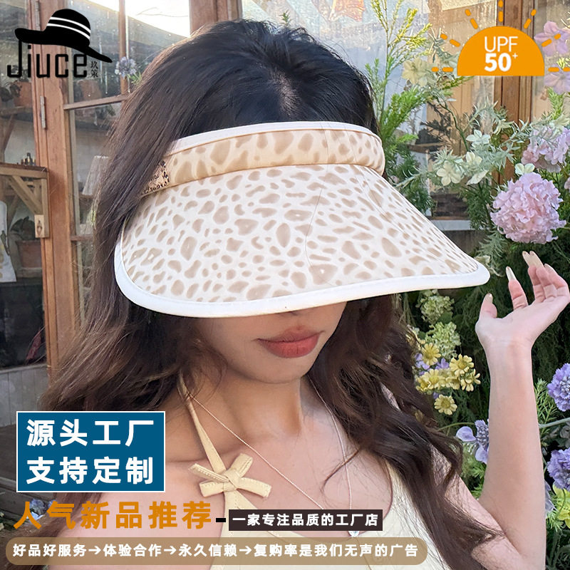 穿搭博主网红推荐豹纹发箍空顶帽子小红书女生夏季户外防晒太阳帽
