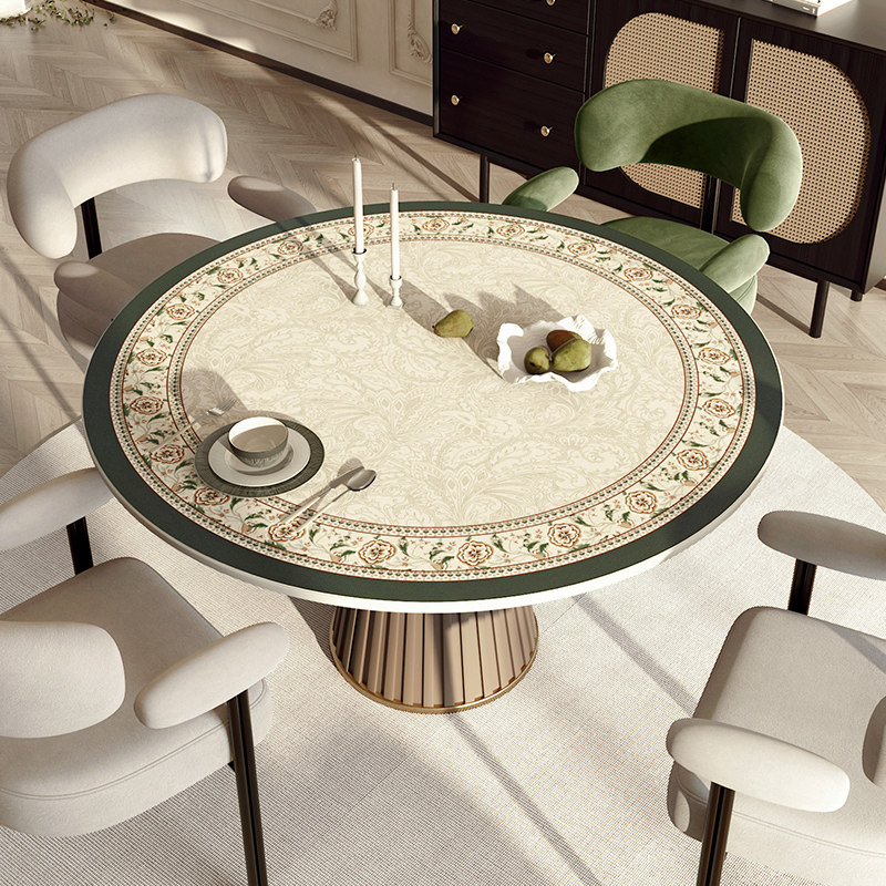 范居态度花枝田园美式实木圆桌桌垫圆桌布防水防油免洗高级轻奢感,居家布艺,桌布,淘宝优惠券,粉丝福利购,淘宝优惠卷