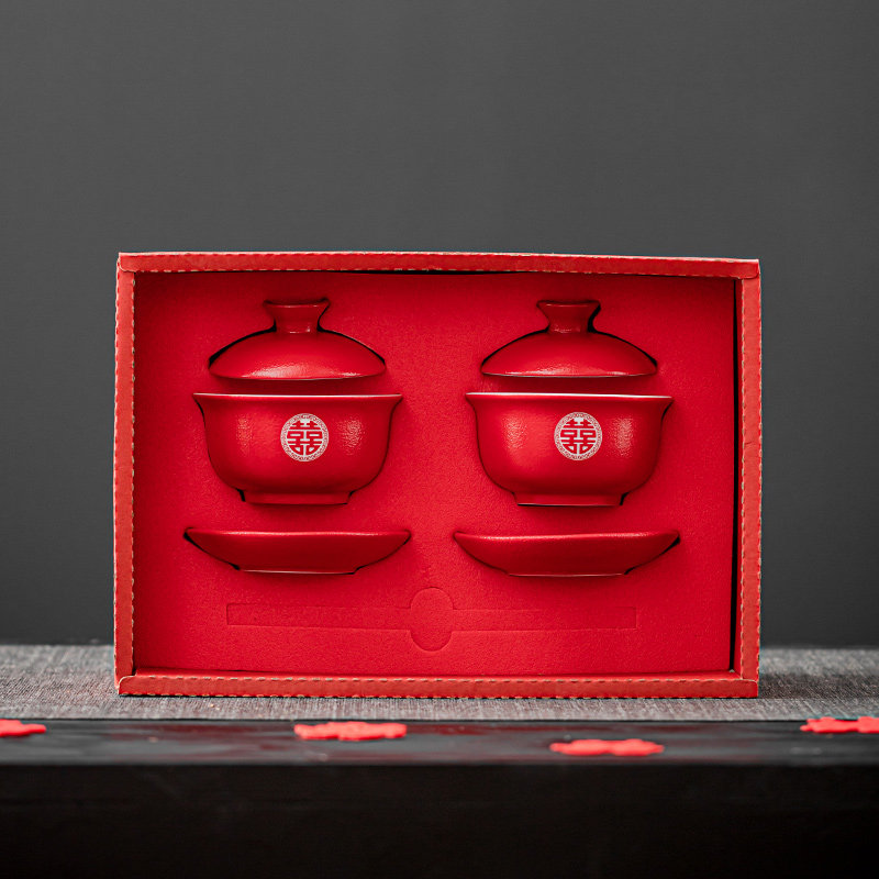 结婚改口敬茶杯套装红色婚庆新娘喜碗红碗一对茶具婚庆礼物高档,机械设备,矿山专用设备,淘宝优惠券,粉丝福利购,淘宝优惠卷