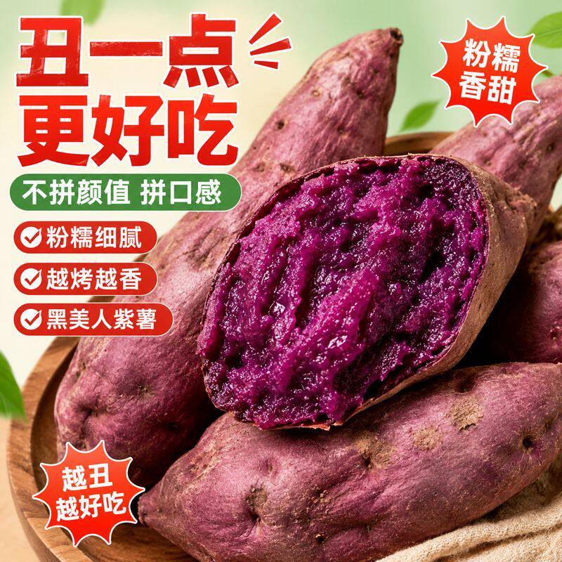 农家紫罗兰紫薯现挖现发粉糯无丝薯香浓郁老人小孩爱吃粗粮