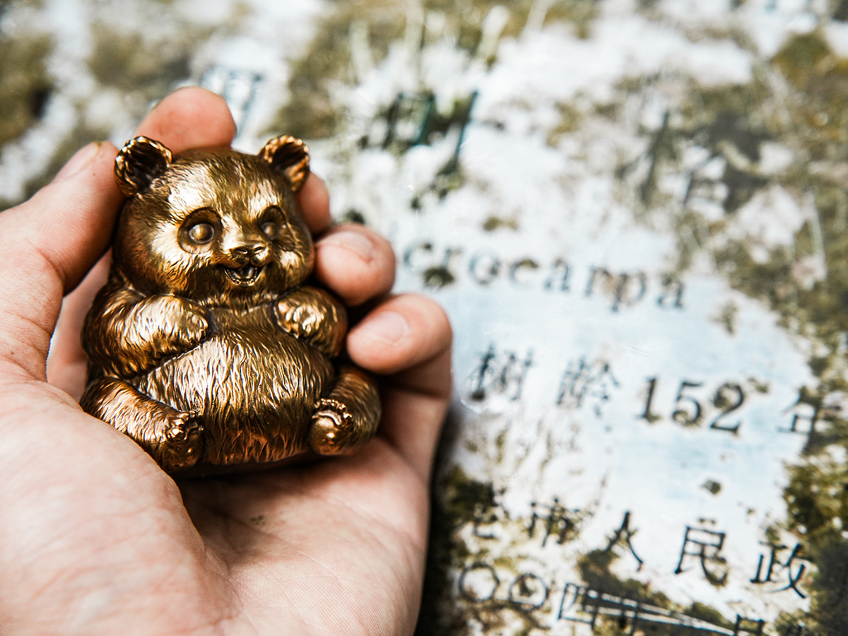 博物志 | 铁拳匠造 茶宠摆件大熊猫 Q版潮玩食铁兽 青铜实心国宝
