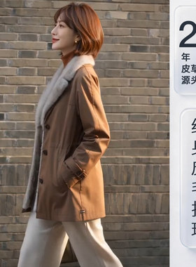 水貂毛内胆派克服大衣女短款一手长小个子2026皮草外套可拆卸加厚