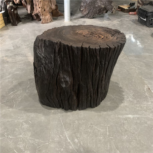 乌木碳化木阴沉木铁力木大实木墩子椅子凳子底座花架树桩圆凳坐凳