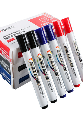 易擦白板笔AWMY2201红色蓝色黑色水性笔大容量大头笔办公商务专用会议笔记教师上课培训黑板顺滑单头