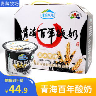 青藏牧场黑米青稞酸奶 青海百年酸奶青海老酸奶150g*12杯整箱包邮