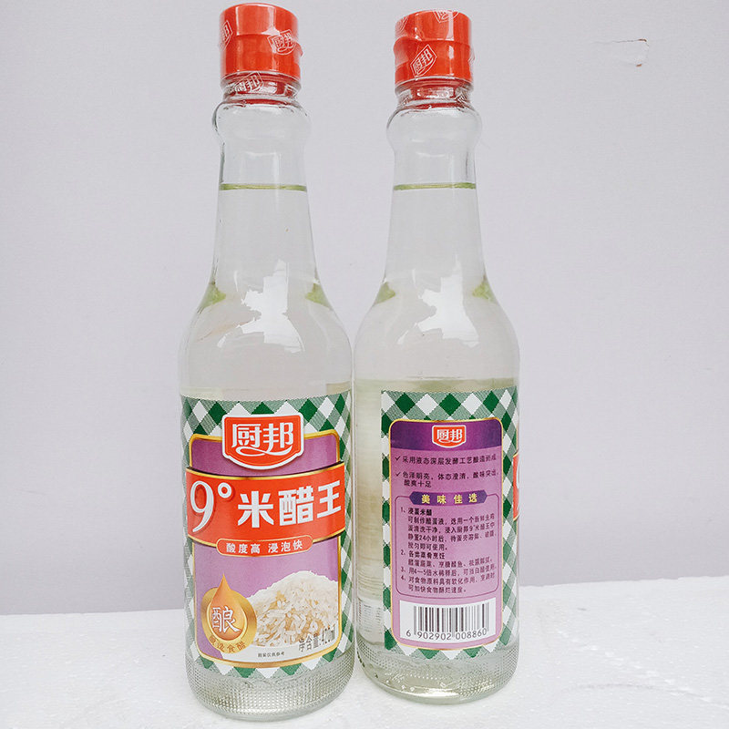 厨邦9度米醋420ml凉拌家用洗脸泡脚清洁除垢泡鸡蛋高酸度白米醋