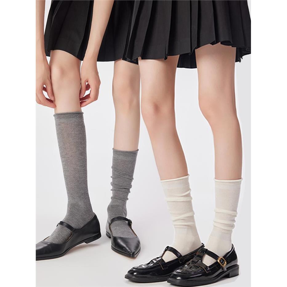 灰色小腿袜子女春秋夏季薄款格雷