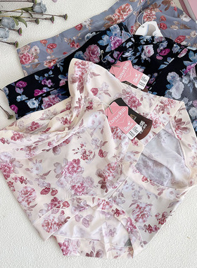 彩田31353冰丝加大加肥无痕滑凉爽印花石墨烯抑菌大码高腰内裤女