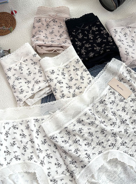 2025新款小兰裙y809无痕蕾丝80S中腰再生纤维印花petite内裤女