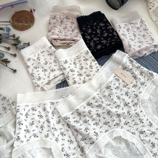 2025新款小兰裙y809无痕蕾丝80S中腰再生纤维印花petite内裤女