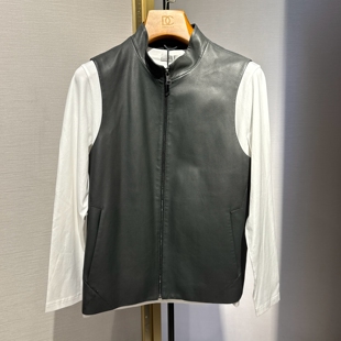 迪赛羊皮皮衣24专柜新款正品春秋男士真皮皮衣背心714111236