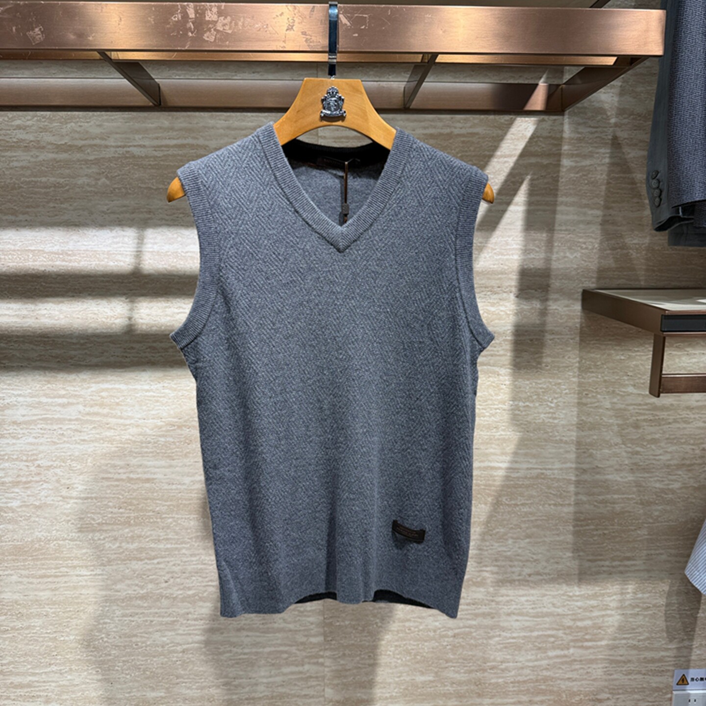 圣宝龙背心26专柜新款正品春秋男装V领山羊绒马甲外套SP448402