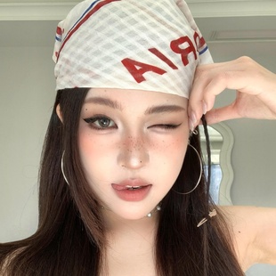 美式y2k千禧辣妹包头头巾嘻哈街头潮酷方巾2025新款薄款简约发带