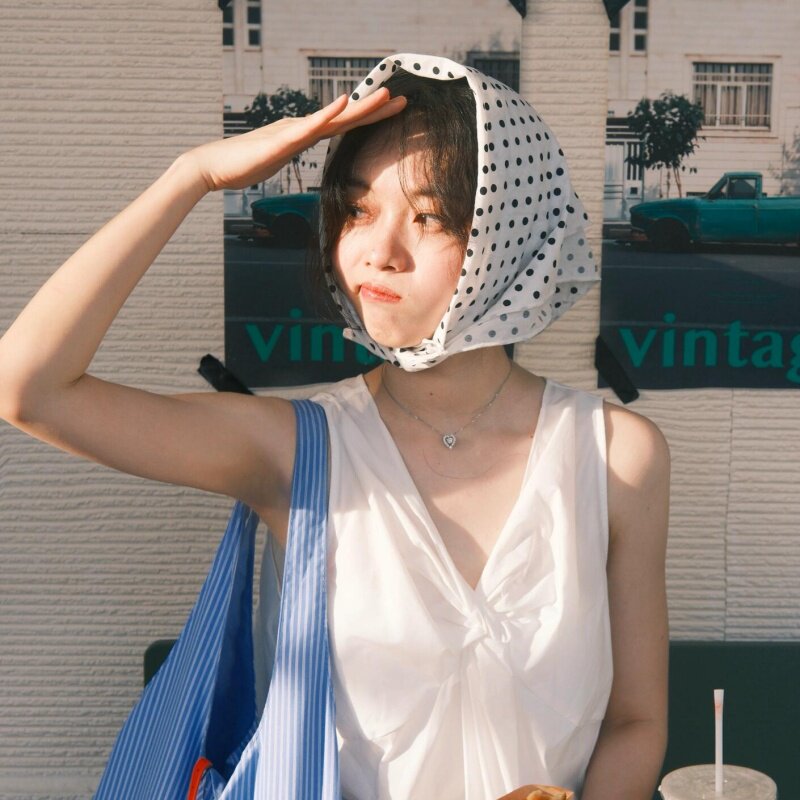 韩系ins波点包头帽丝巾女夏季薄款复古嘻哈头巾辣妹百搭抹胸方巾