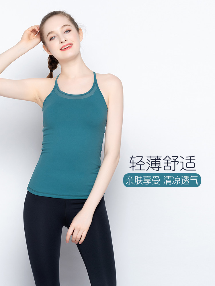 显瘦珂曼 带胸垫背心健身上衣安美背紧身性感初学者瑜伽服女专业