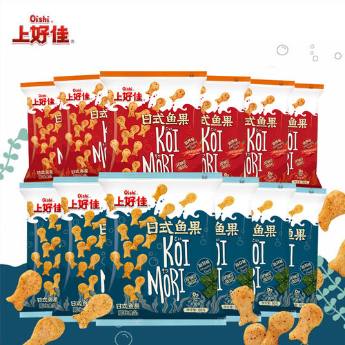 上好佳官方旗舰 日式鱼果海苔味 甜辣味50g/包共12包休闲零食囤货 - 封面